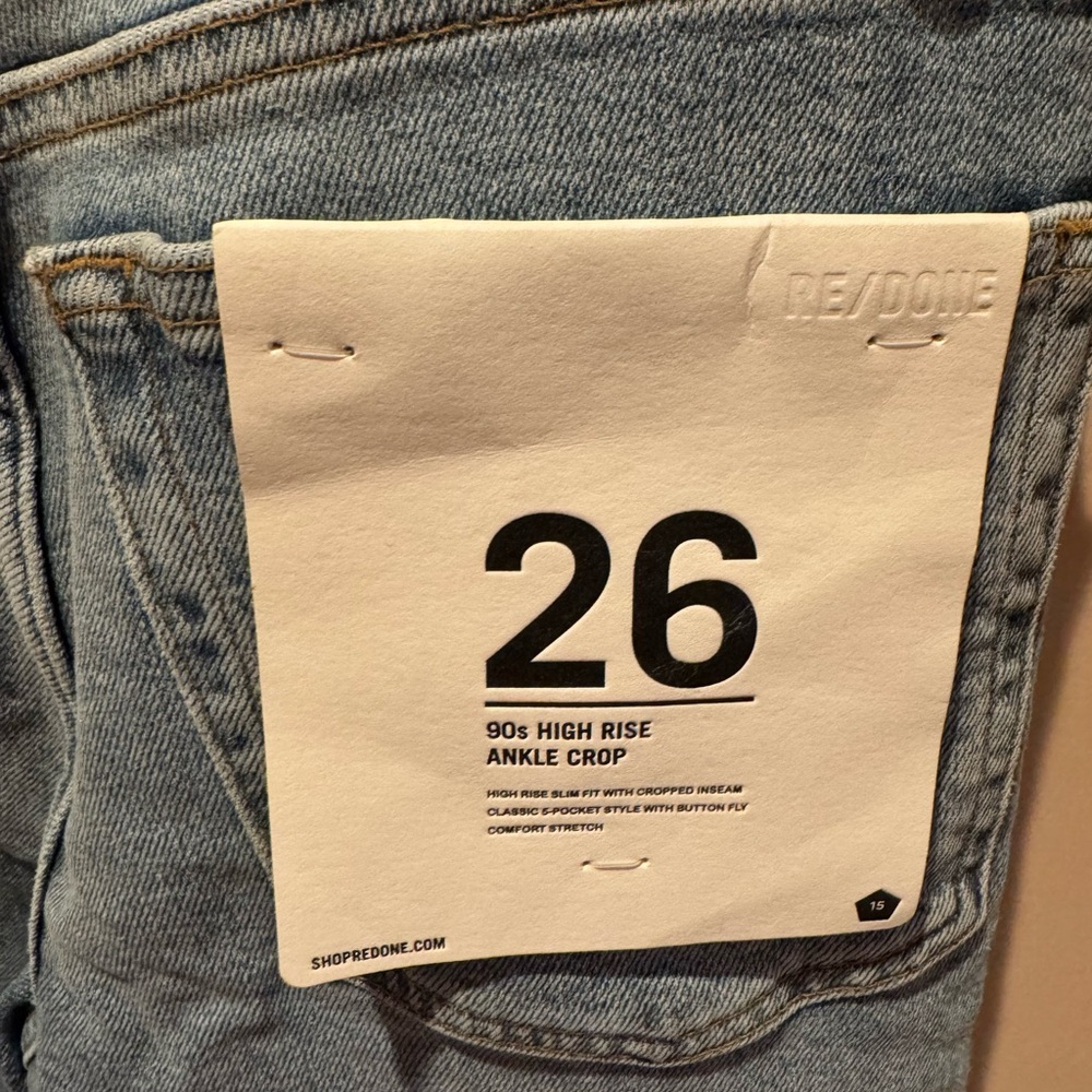 NWT RE/DONE 90s High Rise Ankle Crop Jeans